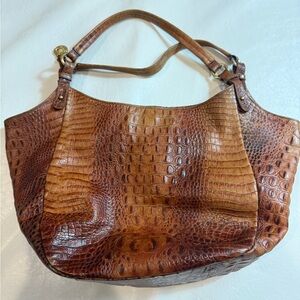 Brahmin Brown Crocodile-Embossed Shoulder Bag